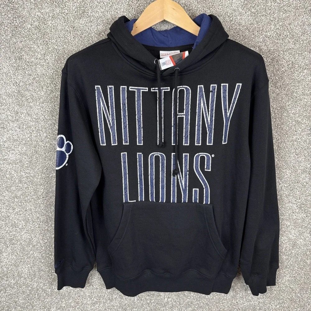 Mitchell & Ness Penn‎ State Nittany Lions Hoodie Mens Small Black Cracked Print